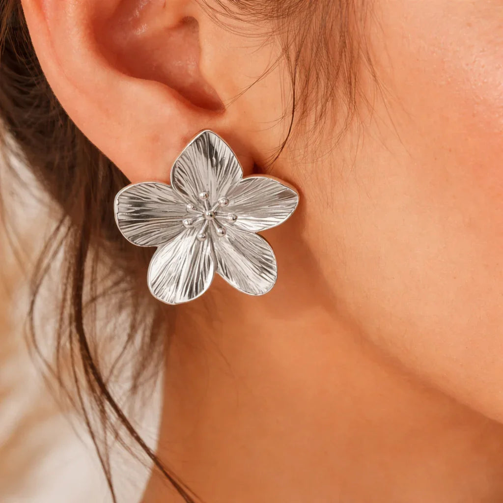 boucles d'oreilles trèfle acier inoxydable doré ou argent femme