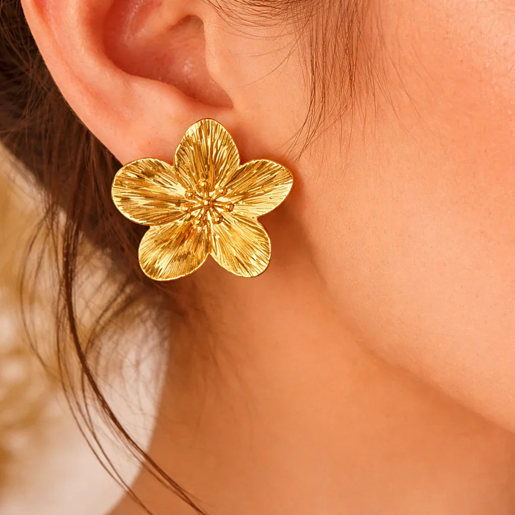 boucles d'oreilles trèfle acier inoxydable doré ou argent femme