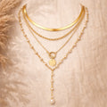 Collier bohème multi-rangs doré en acier inoxydable avec perles pour femme
