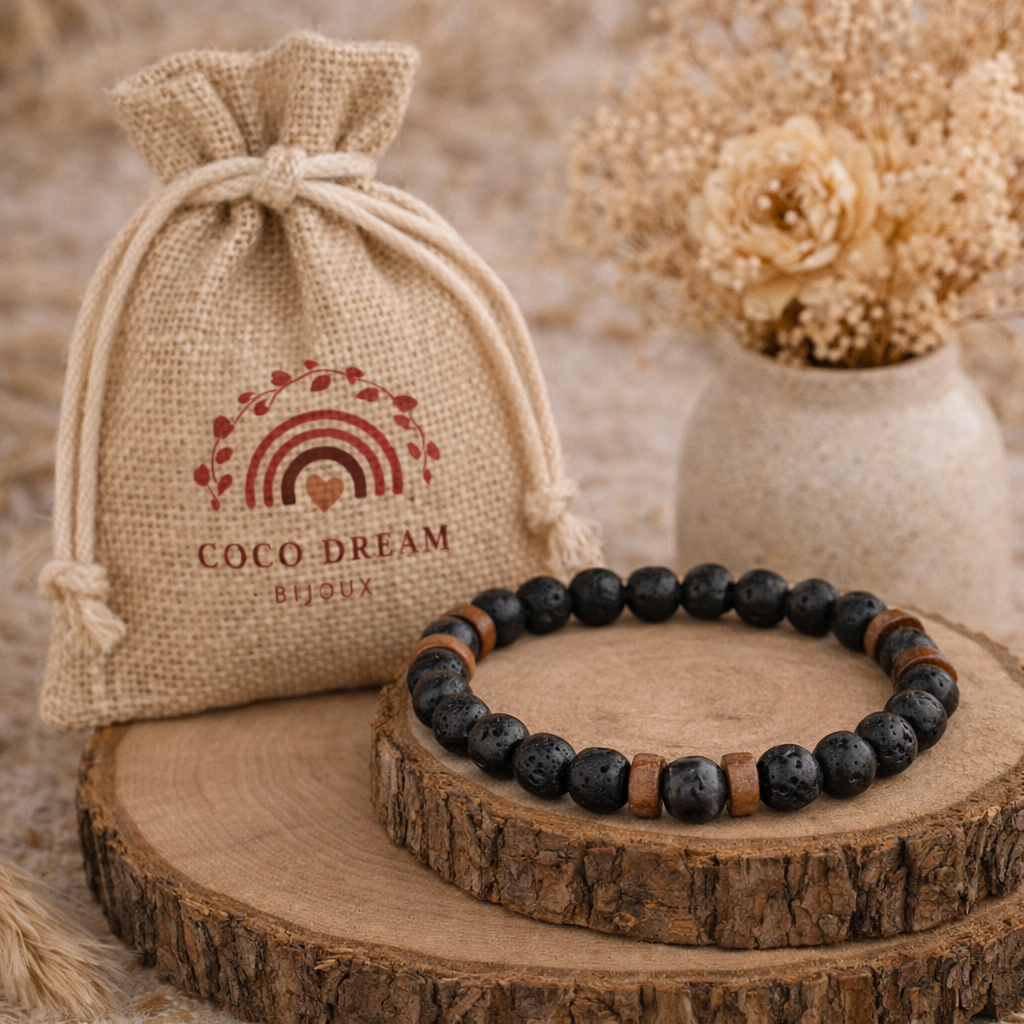 Bracelet pierre de lave homme – Style naturel et énergie au quotidien