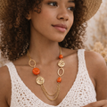 Collier long bohème orange – L’accessoire qui illumine votre style