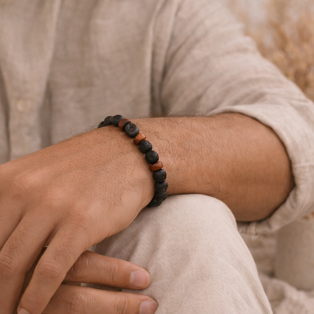 Bracelet pierre de lave homme – Style naturel et énergie au quotidien