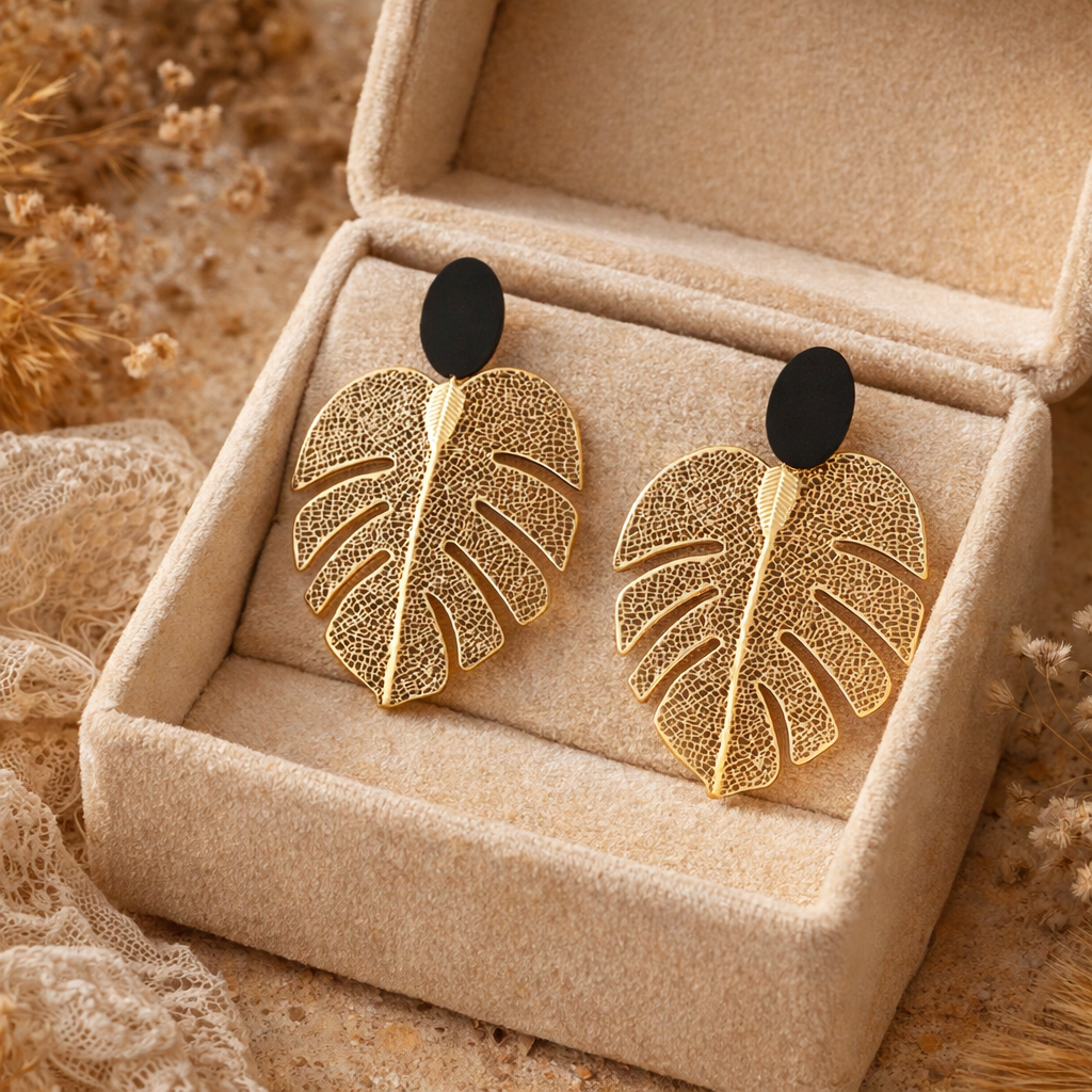 boucles-oreilles-pendantes-boheme-design-feuille-dore